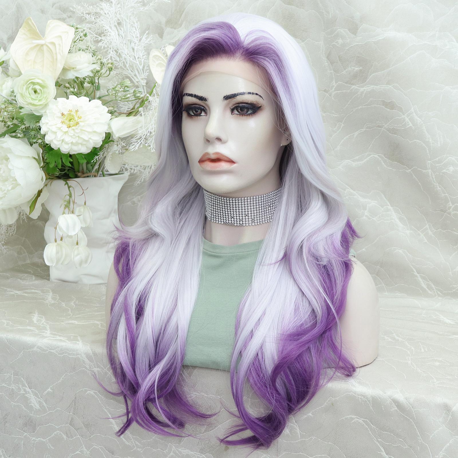 Purple Beauty Lace Front Wig Lavender Purple Human Hair Lace Front Wig main image 2