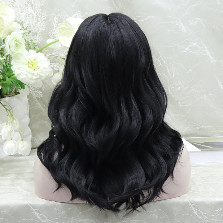 IMsyle Zia Glueless nature black shoulder wavy lace front wig T parting adjustable Band - Imstylewigs