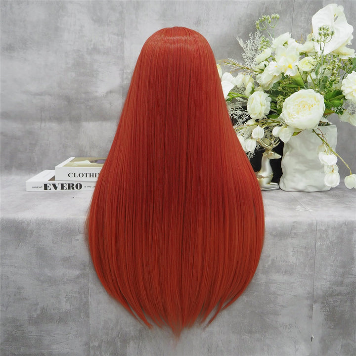 Auburn Ginger Long Straight Synthetic Lace Front Imstyle Wig - Imstyle-wigs