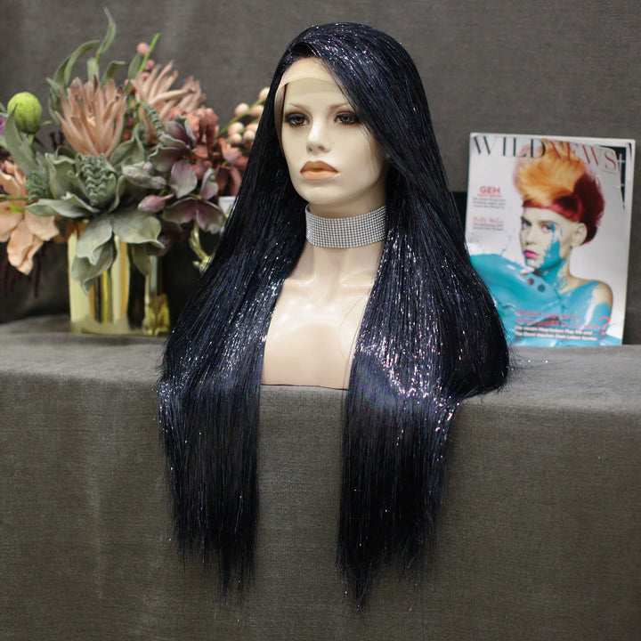 Black Full Tinsel Lace Front Drag Queen Wig Imstyle - Imstyle-wigs
