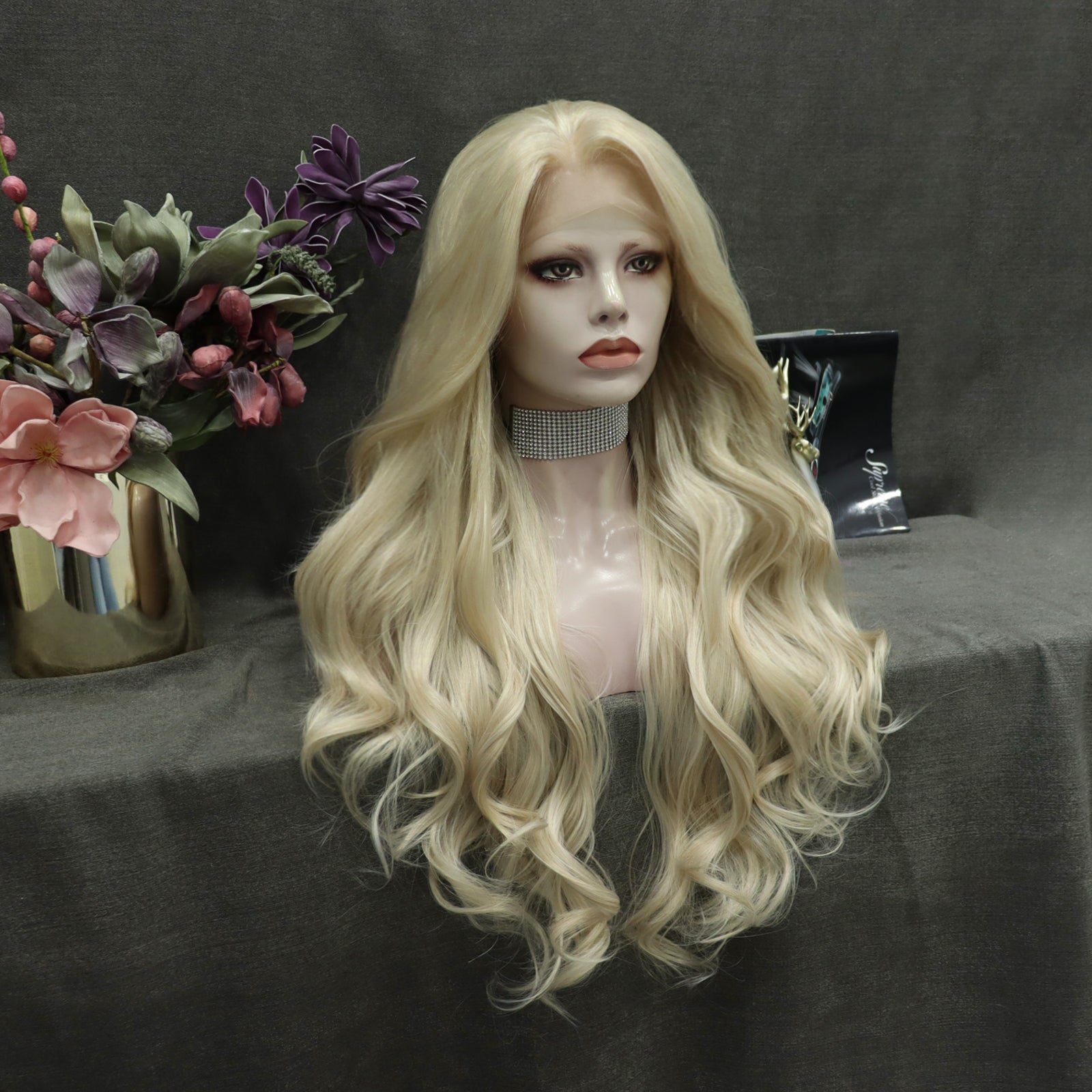 Long Wave Lace Front Wig Heat Resistant Synthetic Hair 26 Inch Long Black Wavy Wigs for Women 26 Inch Middle Part Curly  main image 2