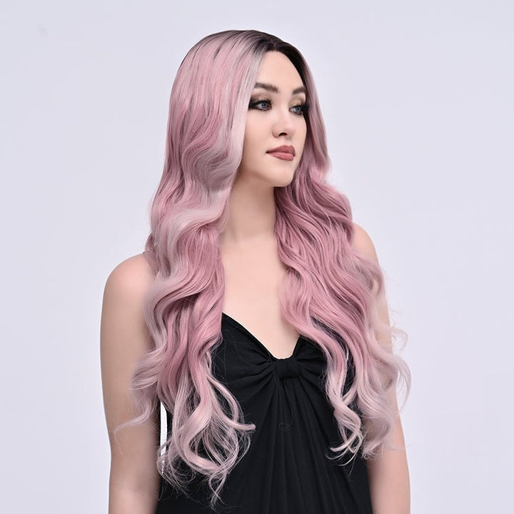 Imstylewigs 28 inches Ombre pink body wavy lace wigs - Imstylewigs
