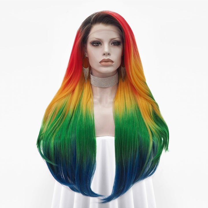 Parrot Colorful Long Body Wave Lace Front Drag Queen Wigs - Imstyle-wigs