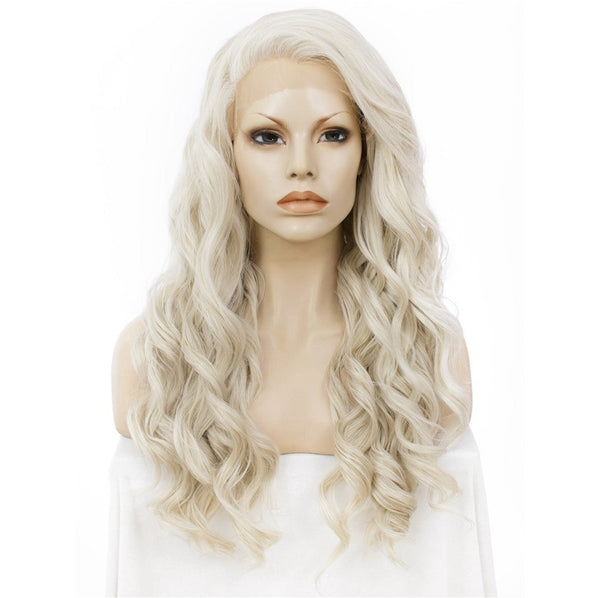 Platinum - Ash Blonde Long Loose Curl Synthetic Lace Front Wigs Cosplay Wig - Imstyle-wigs