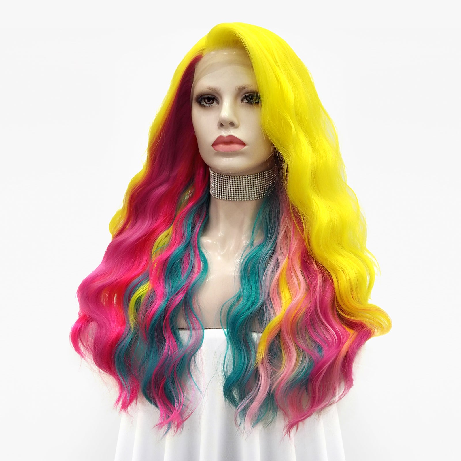 Rainbow WAVY Lace Front Wig 24 Inch *NEW* Rainbow Lace Front Wig - Etsy main image 3