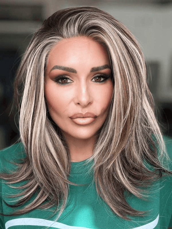 IMstyle Dyana Brown with Blonde Highlight Glueless 13*4 Lace Front Wigs Heat Friendly Synthetic Wig for Women Daily Wear