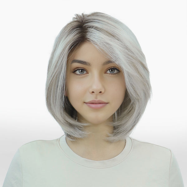 IMstyle Darcy silver with dark root short Petite hairstyle 11*4 lace front glueless wig