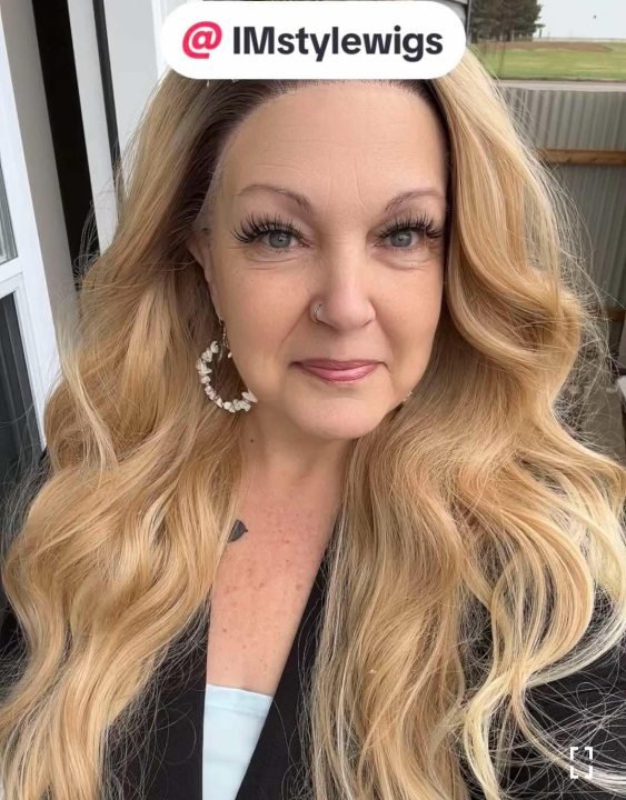 Brenda Collection - Clara Long Wave Blonde Daily Wig with Dark Root Super Natral 13*4 Lace Front Synthetic Wig Free parting lace Wig - Imstylewigs