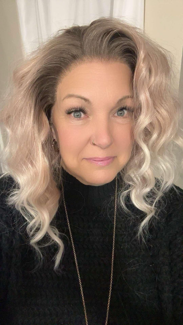 Brenda Collection - Erica 13*6 lace front apricot pinkish wavy Ombre blonde lace Front Wig glue less - Imstylewigs