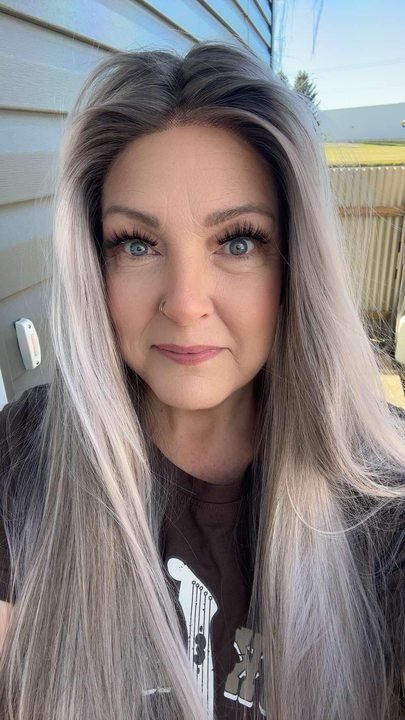 Brenda Collection - purpleish grey 28 inches Long Straight Grey Pink T part Lace Front wig Glueless - TK114 - 2424 - Imstylewigs