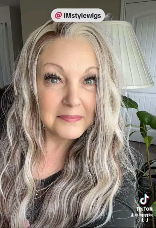 Brenda Collection - Tosha New Blonde and Brown highligh Curly 26inches 13*4 Free Parting lace Front wig - Imstylewigs