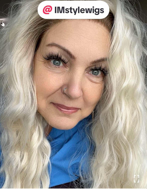 Brenda Collection - Tricia 24inches Water wave Blonde with Dark Root Natrual 13*3 lace Front Synthetic Wig - Imstylewigs