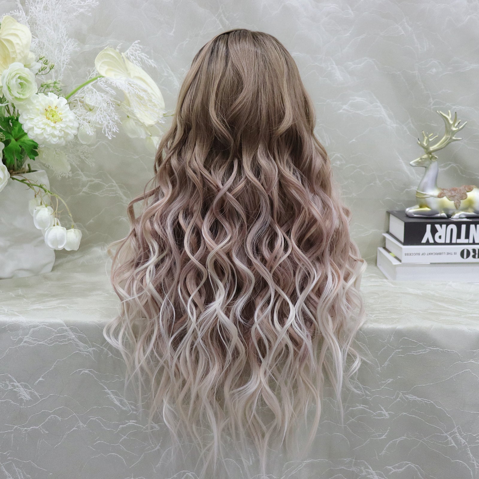 IMstyle Amelia glueless Apricot color with wavy style 13*4 free partin ...