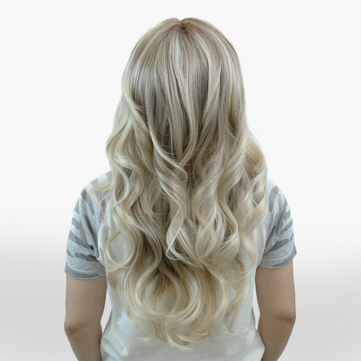 IMstyle Blair Champagne Blonde Color with Soft Rooting Big Layer Cut Body Wave Style Glueless T Part Lace Wig Natural Looking Heat Resistant Synthetic Fiber Wig Daily Wear - Imstylewigs