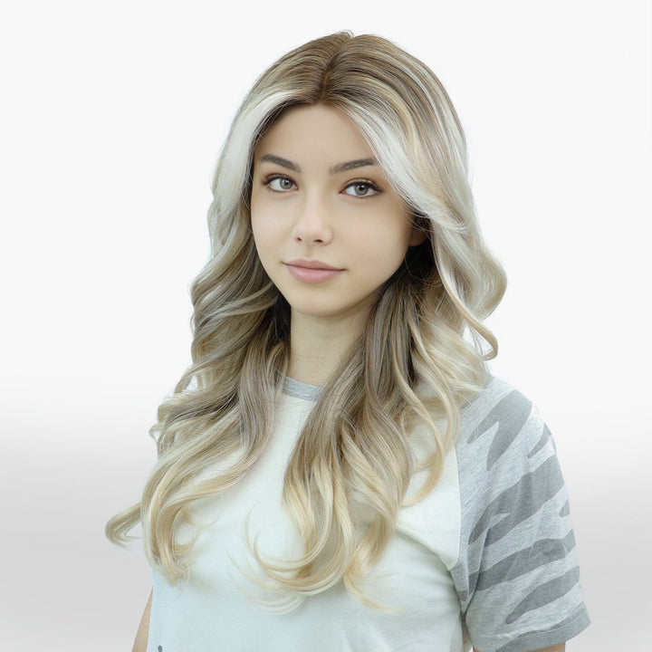 IMstyle Blair Champagne Blonde Color with Soft Rooting Big Layer Cut Body Wave Style Glueless T Part Lace Wig Natural Looking Heat Resistant Synthetic Fiber Wig Daily Wear - Imstylewigs