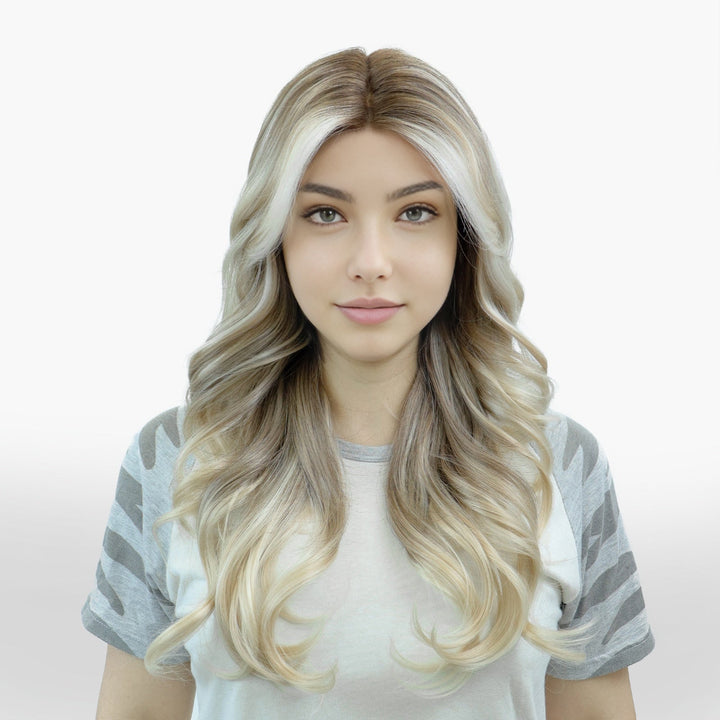 IMstyle Blair Champagne Blonde Color with Soft Rooting Big Layer Cut Body Wave Style Glueless T Part Lace Wig Natural Looking Heat Resistant Synthetic Fiber Wig Daily Wear - Imstylewigs