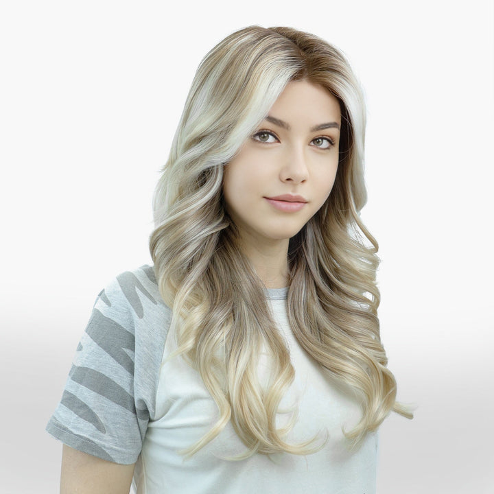 IMstyle Blair Champagne Blonde Color with Soft Rooting Big Layer Cut Body Wave Style Glueless T Part Lace Wig Natural Looking Heat Resistant Synthetic Fiber Wig Daily Wear - Imstylewigs