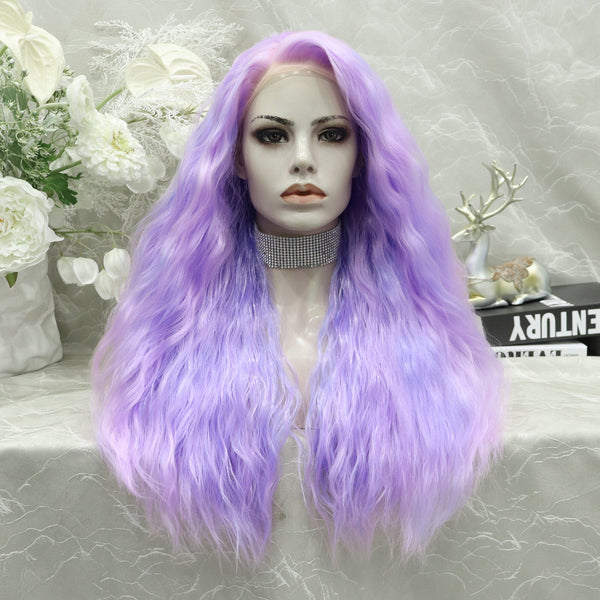 IMstyle Champagne-Multicolored Purple&Pink&Blonde Long Loose Curl 28'' Synthetic Lace Front Wig - Imstylewigs