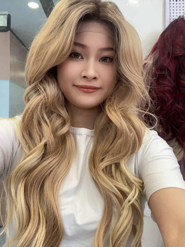 IMstyle Clara Long Wave Blonde Daily Wig with Dark Root Super Natral 13*4 Lace Front Synthetic Wig Free parting lace Wig - Imstylewigs