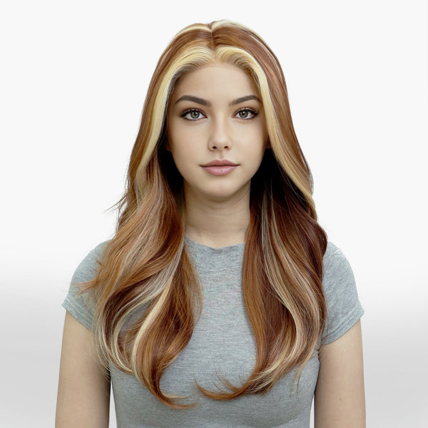 IMstyle Eileen calico color honey brown caramel blonde layer cut T - part lace front Glueless wigs TK126 - 2509 - Imstylewigs
