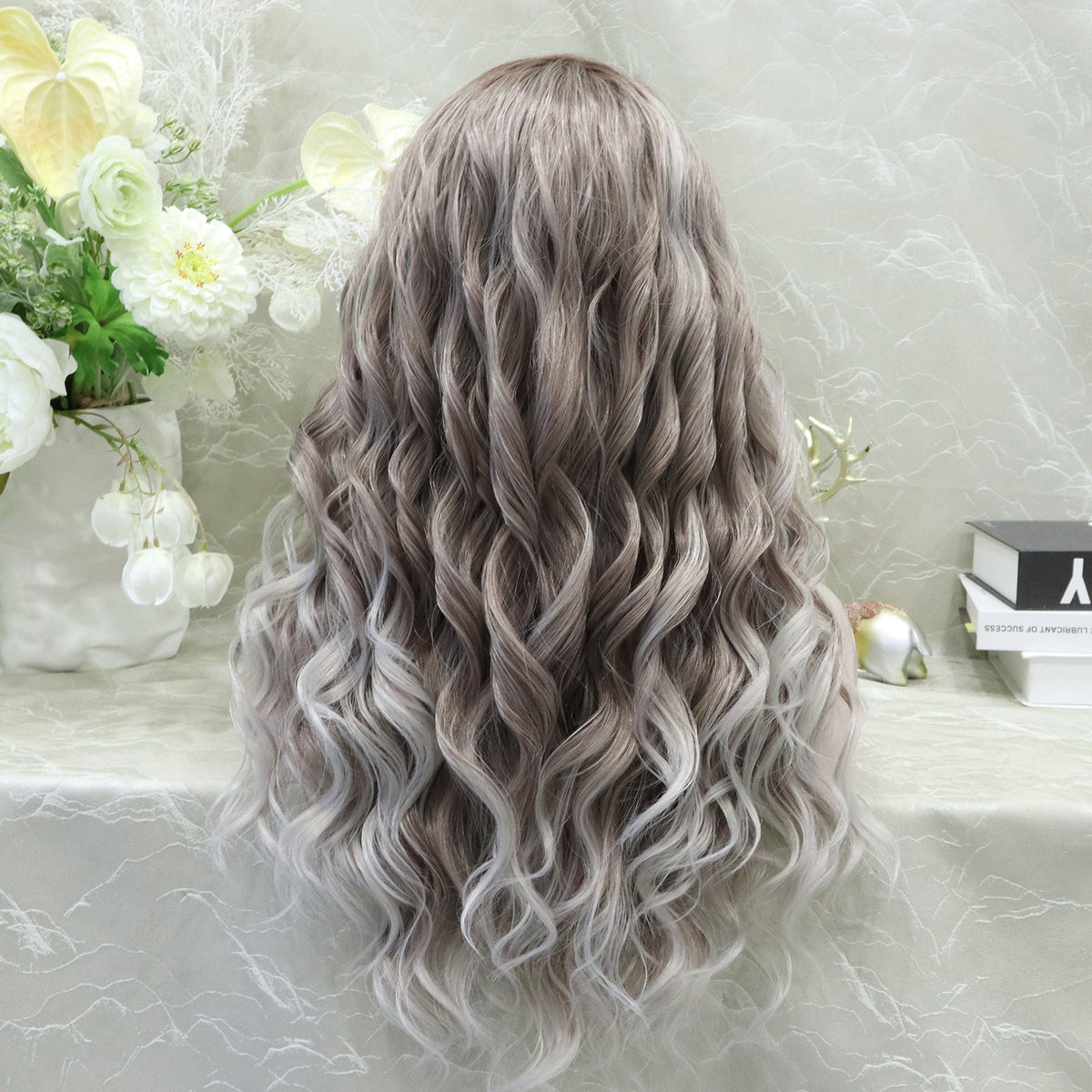 Imstyle-Elena-New Ash Blonde with soft rooting Curly 