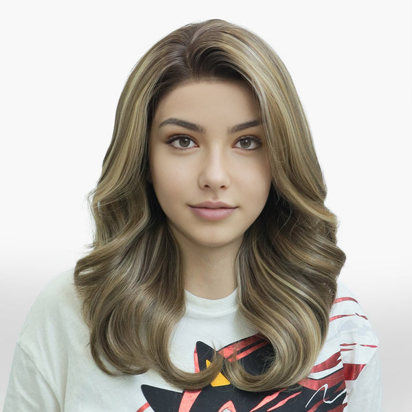 IMstyle Ellie Blonde Balayage Highlight Vanilla Brunette Luxury Bouncy Wavy 13*3 Free Parting Glueless Lace Front Syntehtic Wig for Daily Wear - Imstylewigs