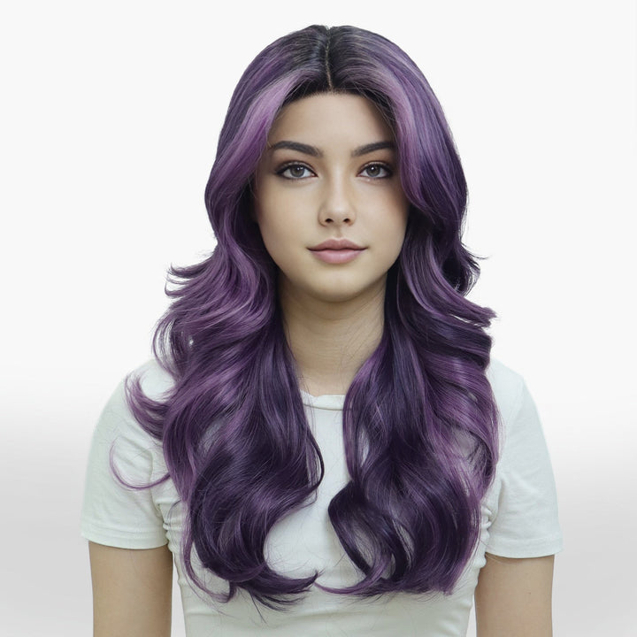 IMstyle Giselle T - part Rebecca Purple Ombre Color with Dark Rooting Layer Cut Low Density Glueless Lace Front Wig - Imstylewigs