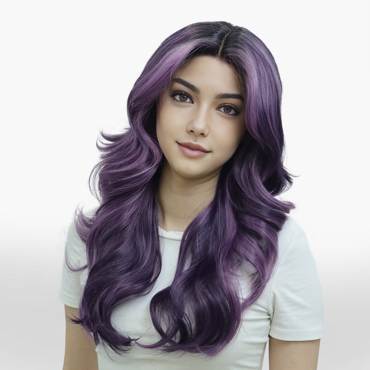 IMstyle Giselle T - part Rebecca Purple Ombre Color with Dark Rooting Layer Cut Low Density Glueless Lace Front Wig - Imstylewigs