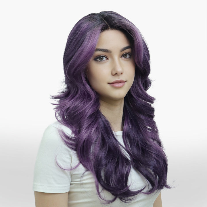 IMstyle Giselle T - part Rebecca Purple Ombre Color with Dark Rooting Layer Cut Low Density Glueless Lace Front Wig - Imstylewigs