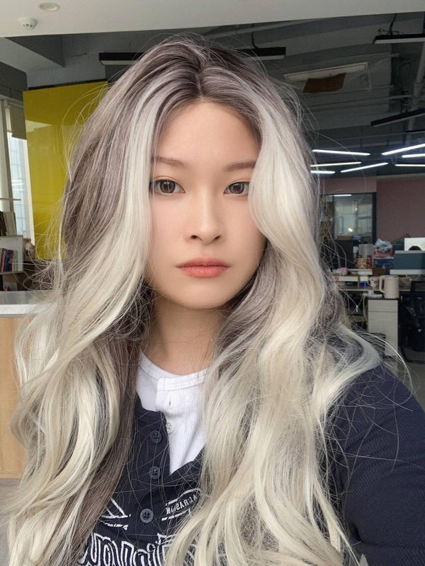 IMstyle HOLIDAY 26inches Ombre Grey blonde long Daily Lace Front wig Glueless - Imstylewigs