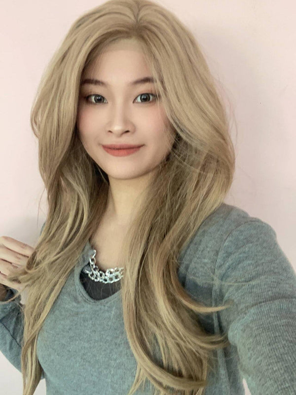 IMstyle Janelle bubble tea blonde 26inches with wavy hairstyle 13*4 lace front wigs - Imstylewigs