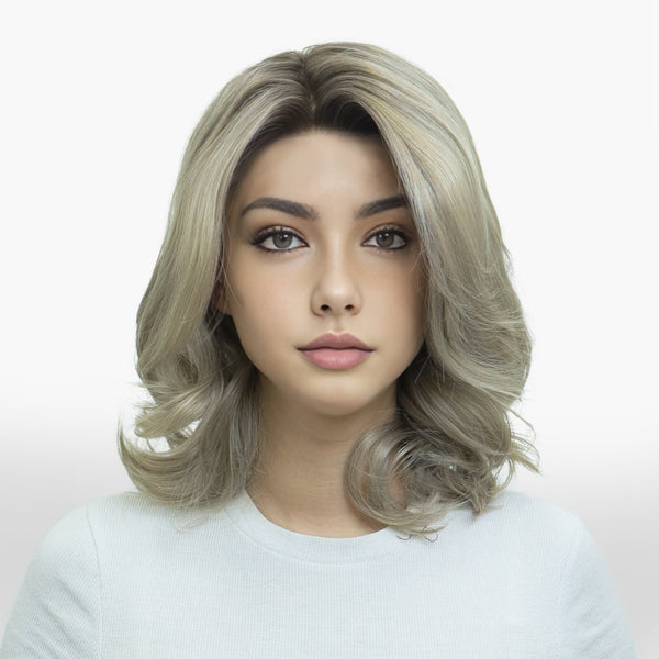 IMstyle Jennifer ashy Blonde with Soft rooting bob wavy style 13*4 free parting lace front wig NH28t1 - LS03 - C13X4XIU - Imstylewigs