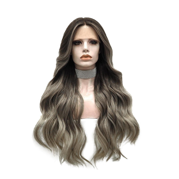 IMstyle Kim ombre greyish blonde with dark roots 30inches T part lace front wigs TS65 - 2195 - Imstylewigs