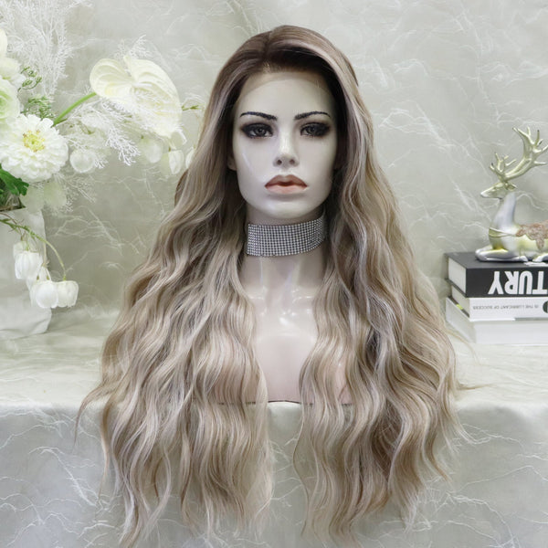IMstyle Lily Blonde with Dark root 13*4 lace Front Synthetic wig Free parting - Imstylewigs