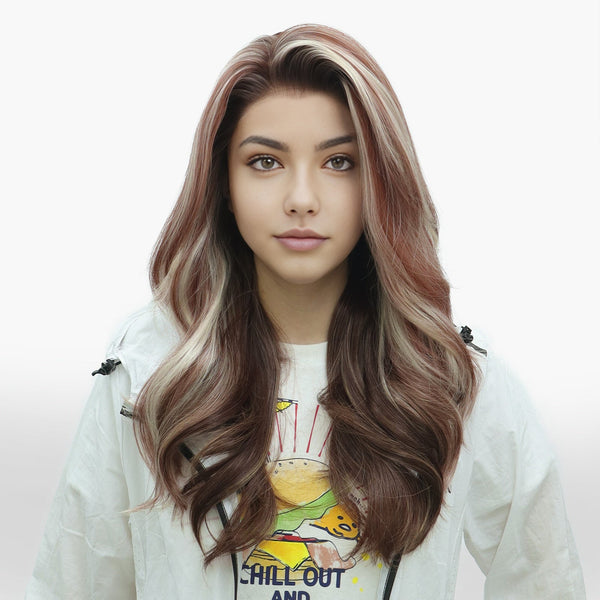 IMstyle Melissa Cinnamon Spice with Rooting Body Wavy Glueless Pre - plucked Natural Hairline 13*4 Lace Front Synthetic Wigs - Imstylewigs