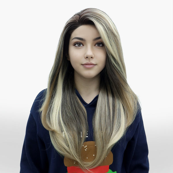 IMstyle Millie Glueless Chocolate Brown with Blonde Highlight Layer Cut 13*4 Free Parting Lace Front Wig For Daily Wear - Imstylewigs