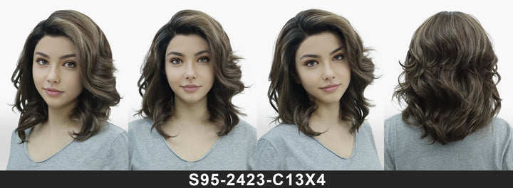 IMstyle Rita Short Bob Hairstyle Natural Brown Highlight Glueless Low Density Wavy 13*4 / T - part Lace Front Wig - Imstylewigs
