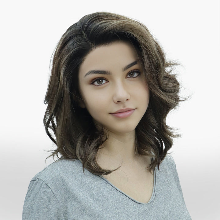 IMstyle Rita Short Bob Hairstyle Natural Brown Highlight Glueless Low Density Wavy 13*4 / T - part Lace Front Wig - Imstylewigs