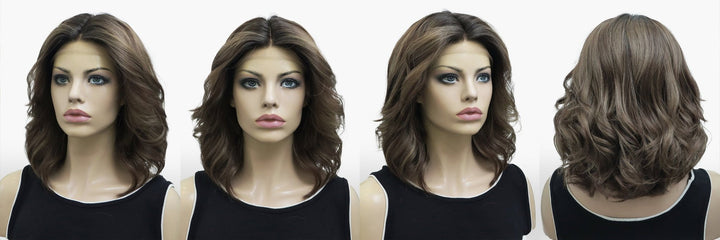 IMstyle Rita Short Bob Hairstyle Natural Brown Highlight Glueless Low Density Wavy 13*4 / T - part Lace Front Wig - Imstylewigs