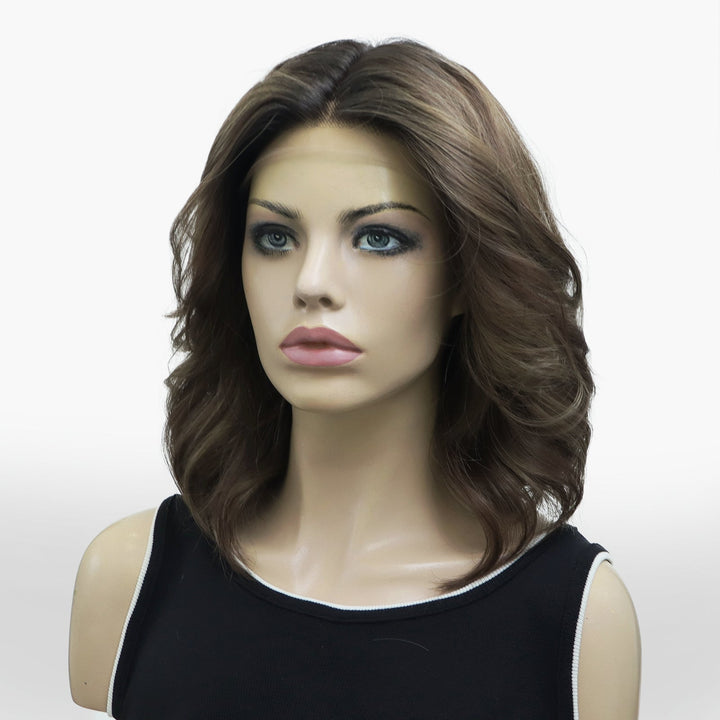 IMstyle Rita Short Bob Hairstyle Natural Brown Highlight Glueless Low Density Wavy 13*4 / T - part Lace Front Wig - Imstylewigs