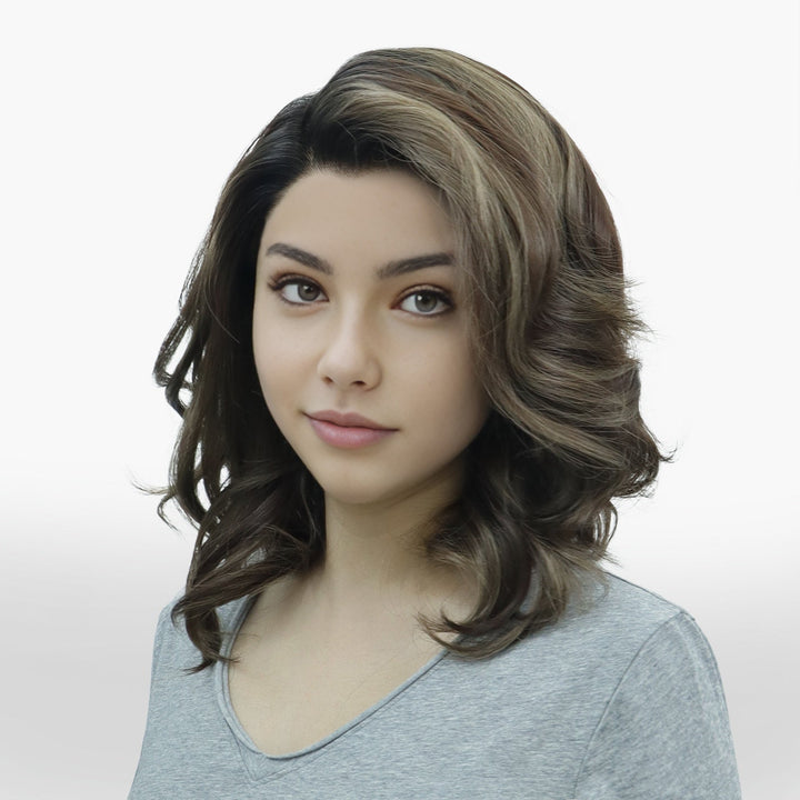 IMstyle Rita Short Bob Hairstyle Natural Brown Highlight Glueless Low Density Wavy 13*4 / T - part Lace Front Wig - Imstylewigs
