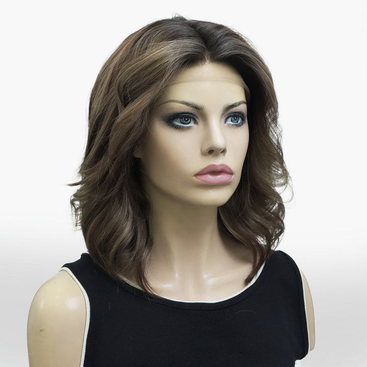 IMstyle Rita Short Bob Hairstyle Natural Brown Highlight Glueless Low Density Wavy 13*4 / T - part Lace Front Wig - Imstylewigs