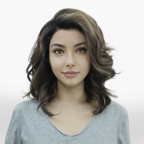 IMstyle Rita Short Bob Hairstyle Natural Brown Highlight Glueless Low Density Wavy 13*4 / T - part Lace Front Wig - Imstylewigs
