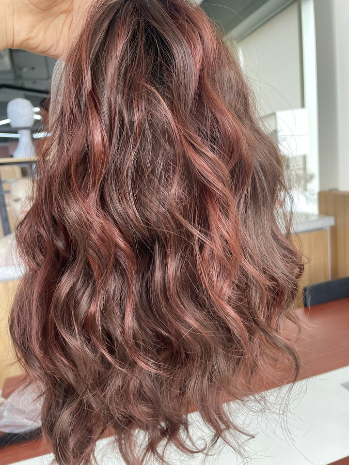 IMstyle Rory Dark Chestnut Brown with Auburn Highlight 13*4 Lace Front Shoulder Length Short Style Natural Wavy Curly Syntehtic Wig Old money Collection - Imstylewigs