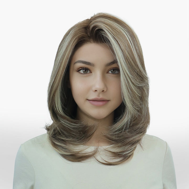 IMstyle Sydney Sunkissed Balayage Medium Brown with Blonde Highlight Layer Cut Style 13*4 Free Parting Heat Friendly Synthetic Wig for Women Daily Wear - Imstylewigs