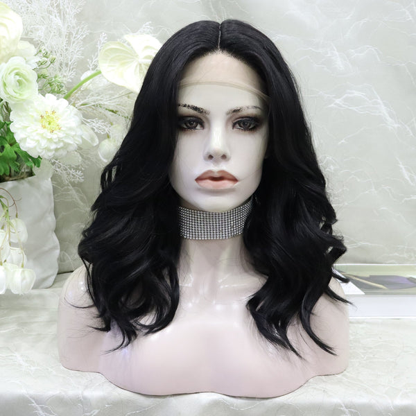 IMsyle Zia Glueless nature black shoulder wavy lace front wig T parting adjustable Band - Imstylewigs