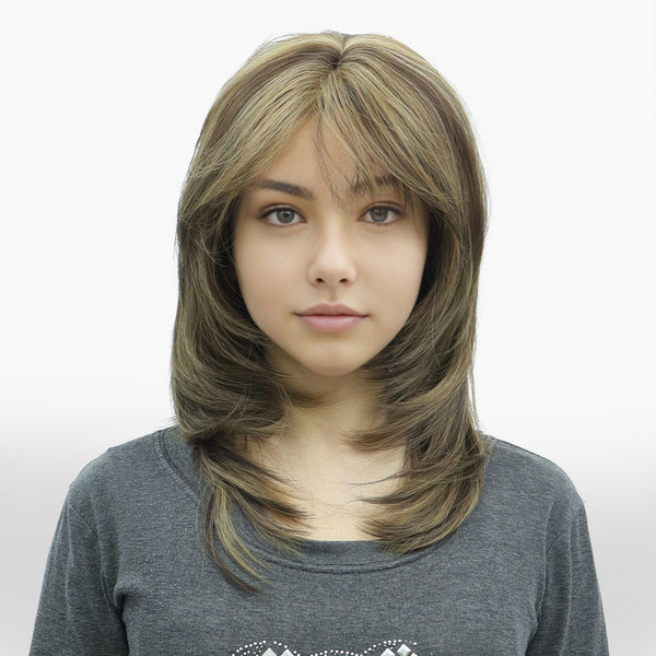 IMstyle Emma Mocha Brown with Natural Highlight Layer Cut Free Part 5*5 Full Monofilament Handmade Glueless Lace Front Wig