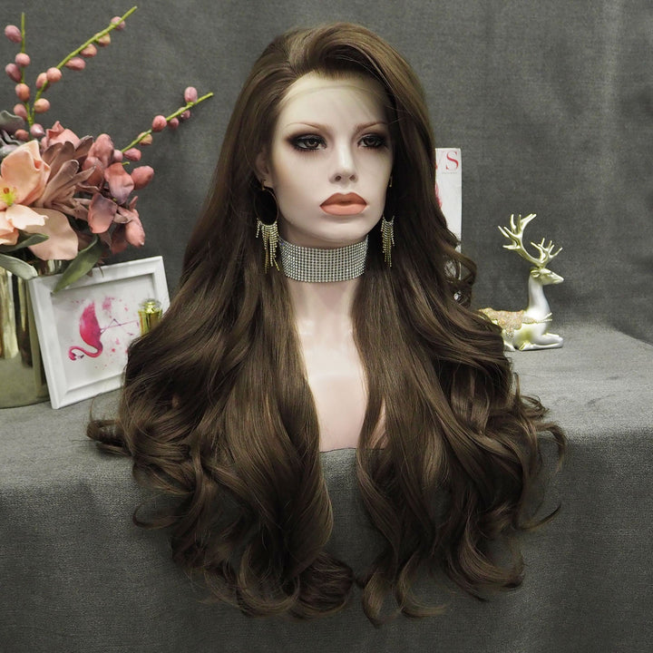 Bella - Natural Brown Long Wavy Synthetic Lace Front Daily Wig Imstyle - Imstyle-wigs