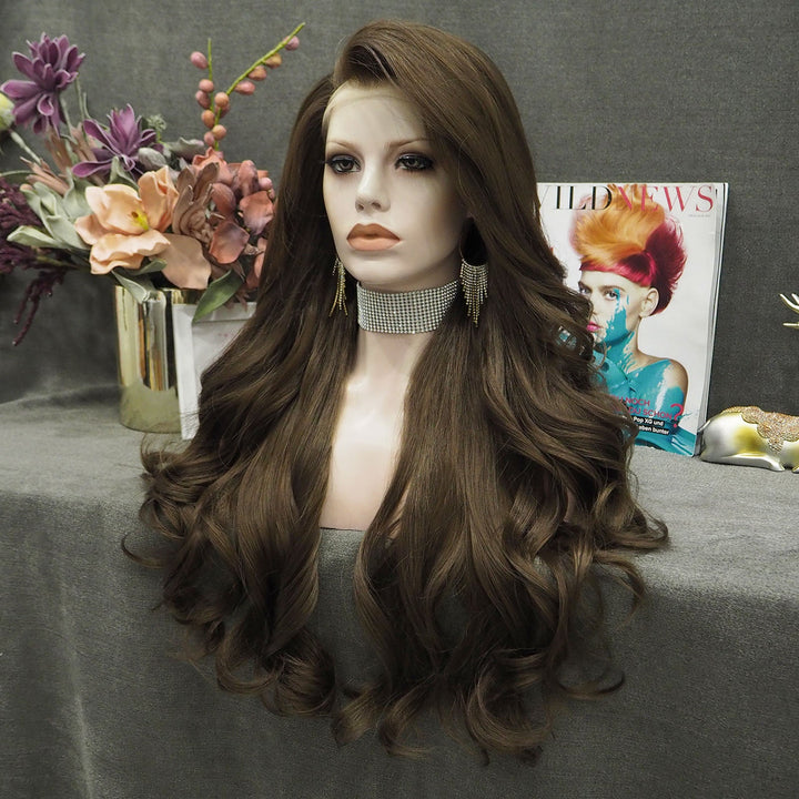 Bella - Natural Brown Long Wavy Synthetic Lace Front Daily Wig Imstyle - Imstyle-wigs