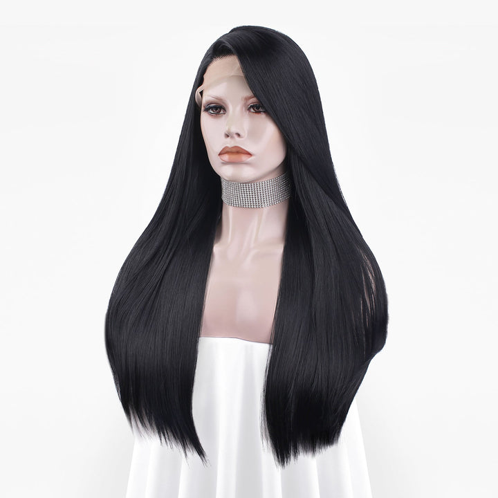 Black Long Straight Synthetic Lace Front Wig - Imstyle-wigs